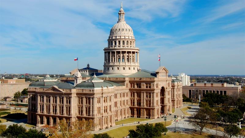 A photo of the Texas State Capitol building
