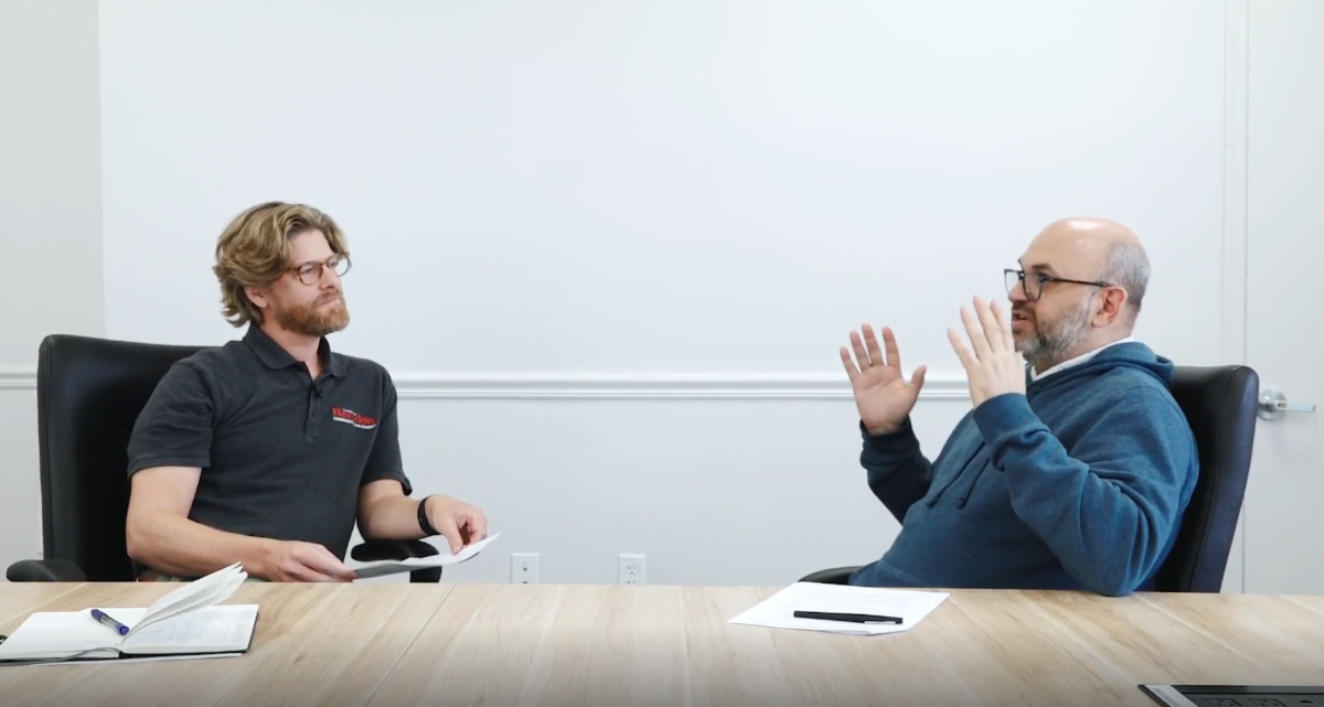 Mayor LeBlanc and Bryce Perry talking