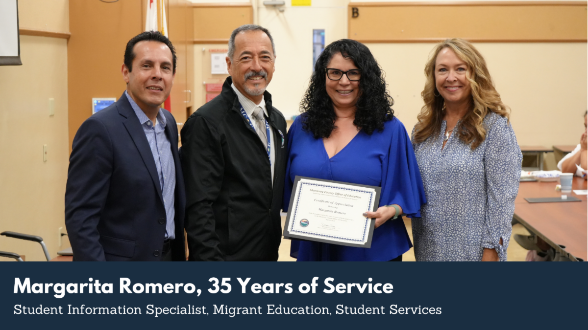 Margarita Romero, 35 Years of Service Student Information Specialist, Migrant Education, Student Services