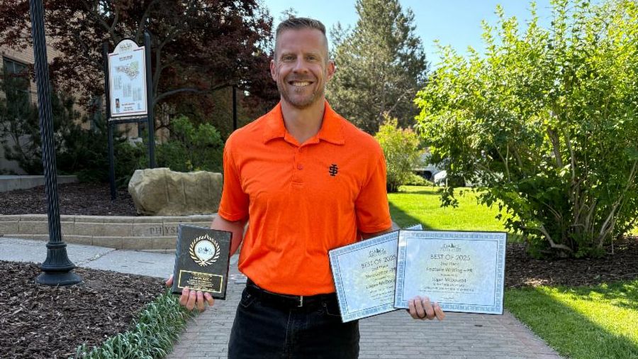 Logan McDougall poses for a photo on ISUs Pocatello campus.