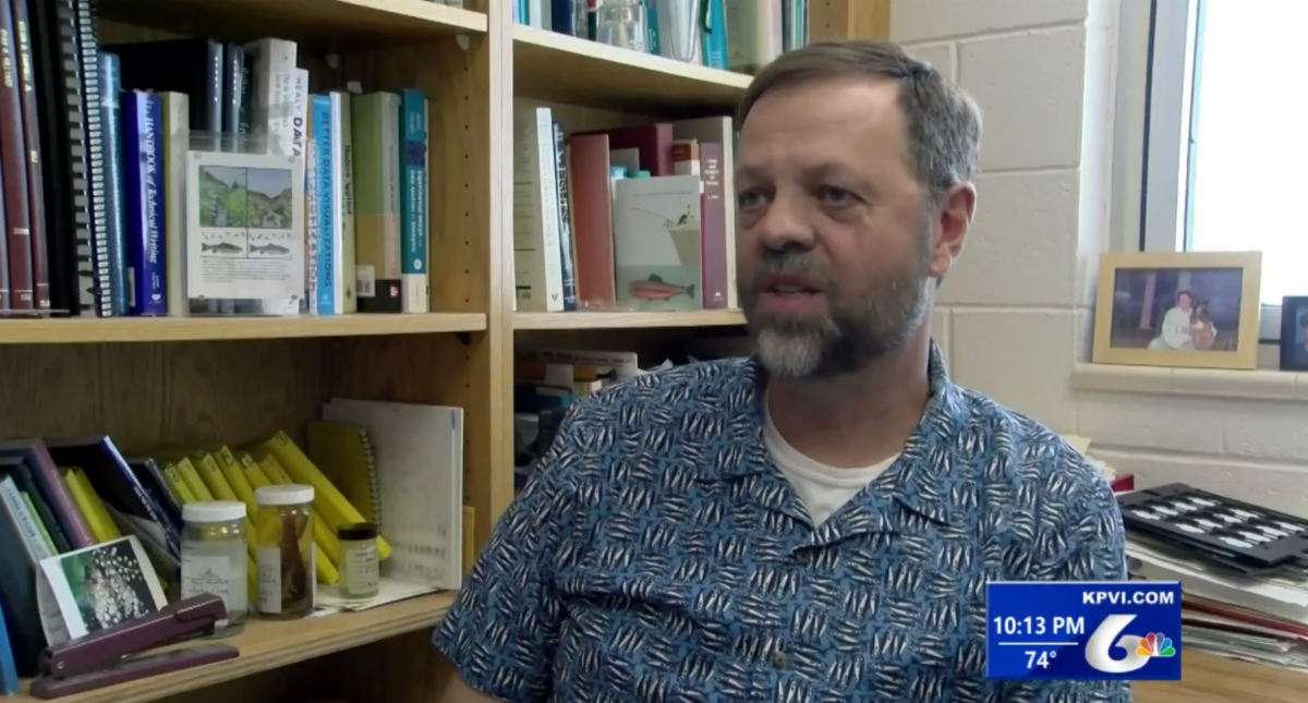 A screenshot of Ernest Keeleyâs interview with KPVI.
