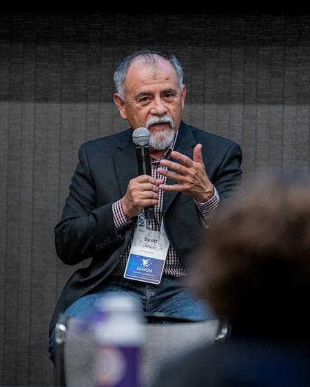 Scott Lathrop speaks at an event