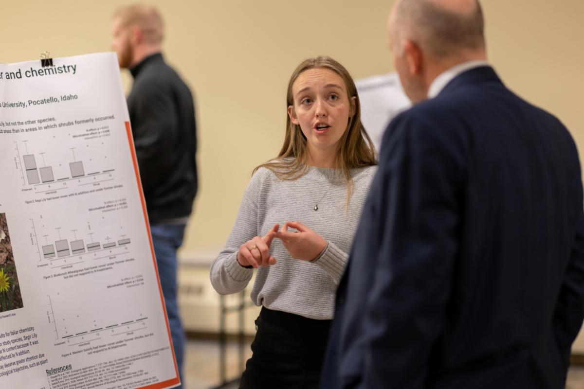 A student presents at the Office for Research undergraduate research symposium