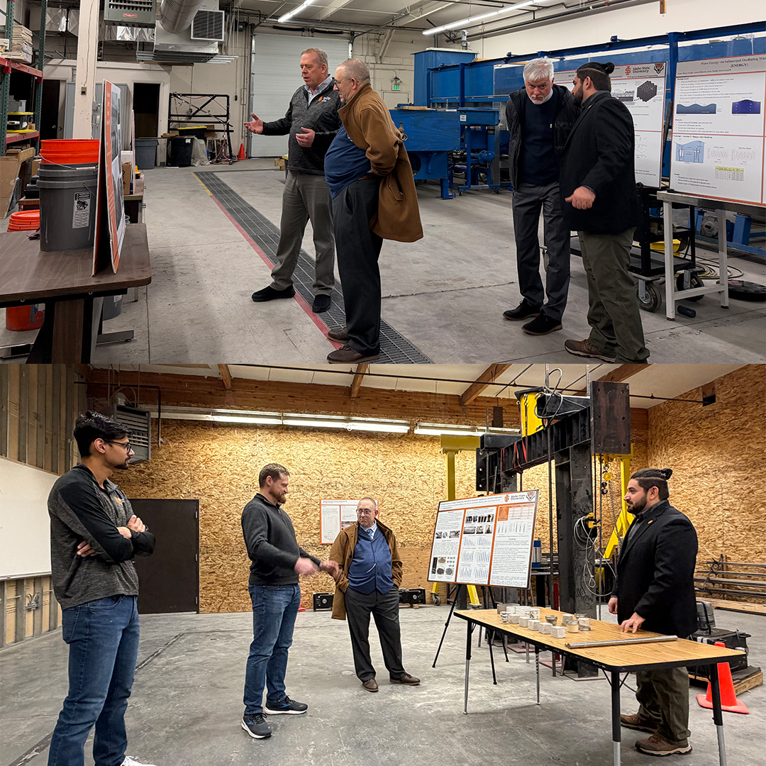 Simon Pimblott tours a lab on ISU's Pocatello campus