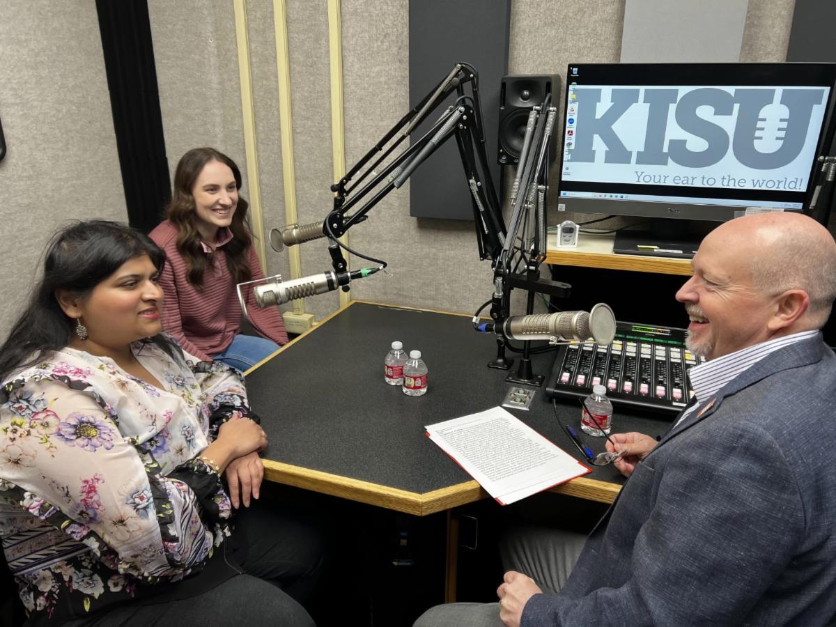 Devaleena Pradhan, Makenzie Reed, and Marty Blair in KISU's studio.