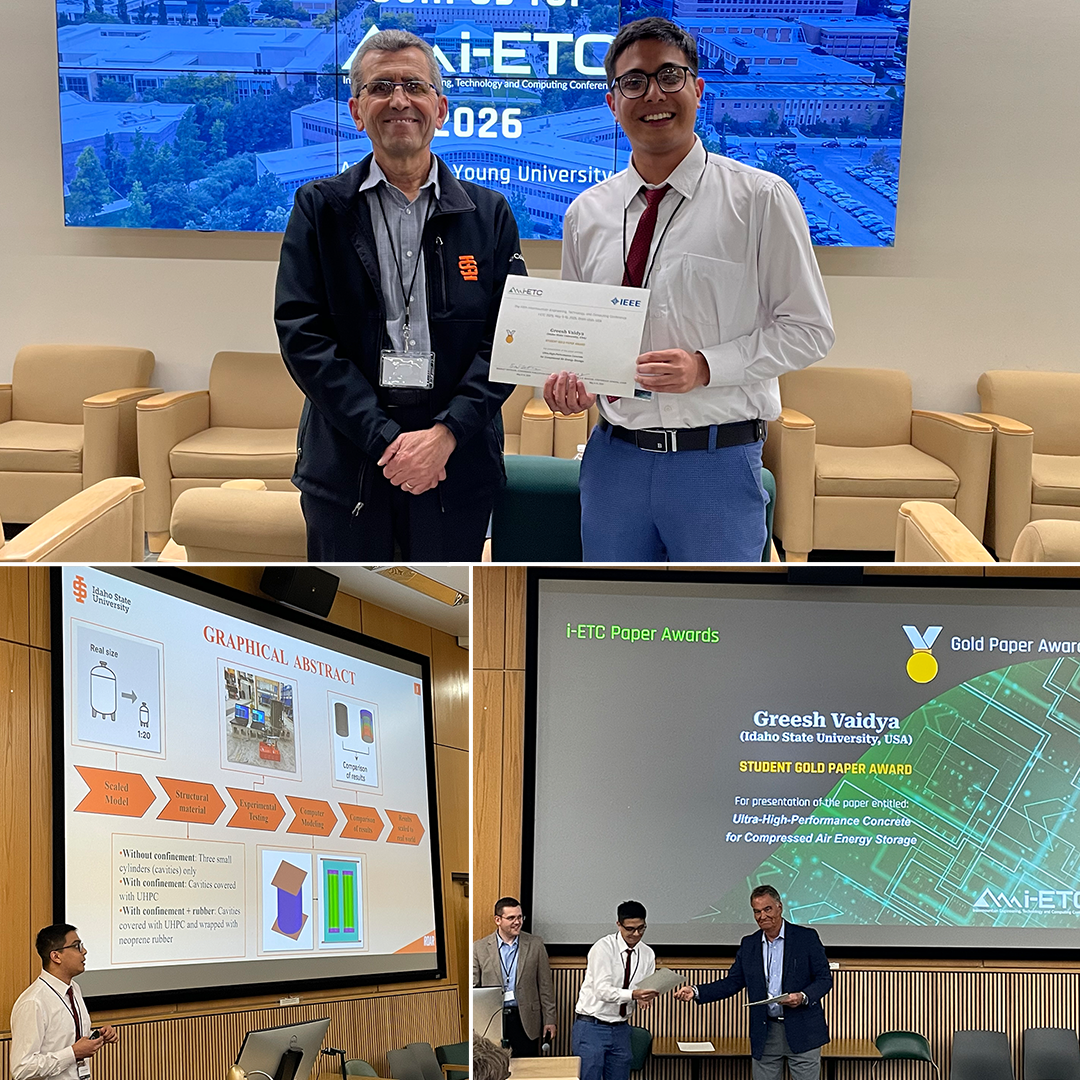 A collage of photos of Greesh Vaidya at the i-ETC Conference in Utah. 