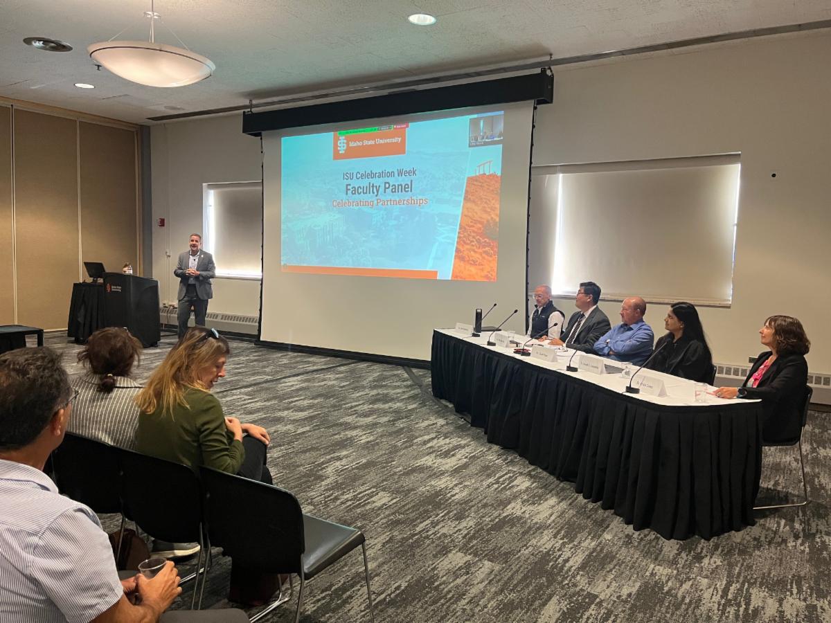 President Wagner and panelists at the ISU Faculty Panel