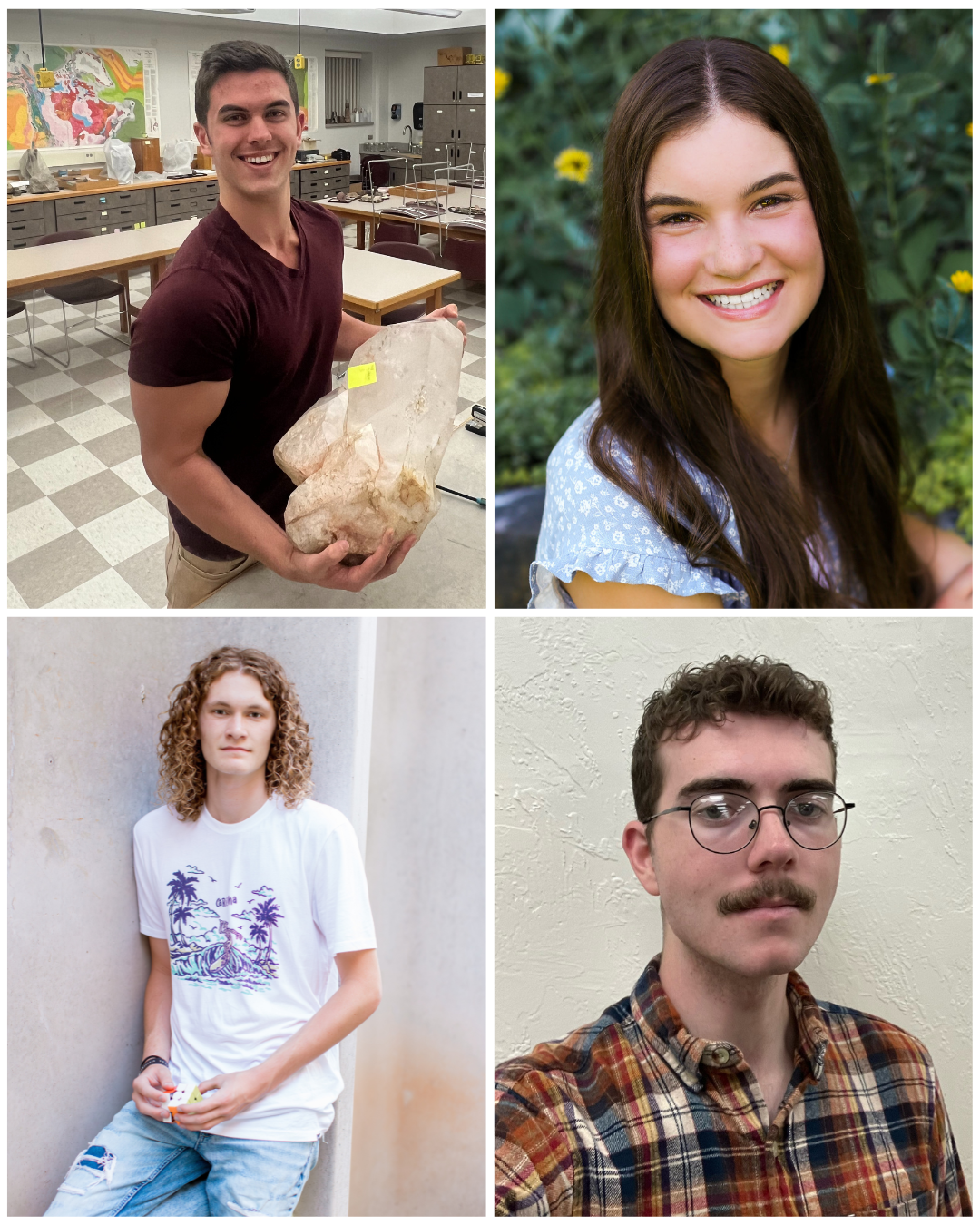 A collage of photos of Christian Done Sarah Faulk Caleb Gee and Tek Jones.