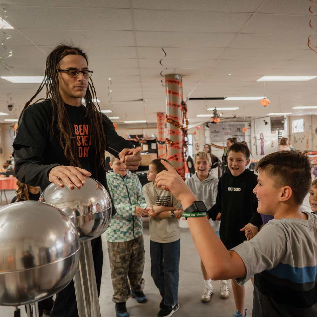 Students participate in an activity at the Haunted Science Laboratory