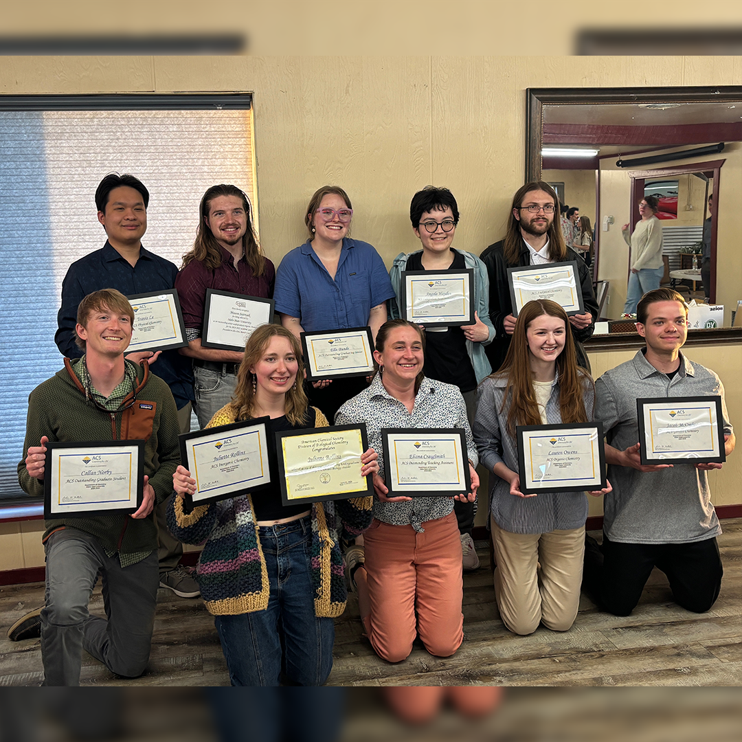 Winners of awards from the ISU Chemistry Department pose for a photo