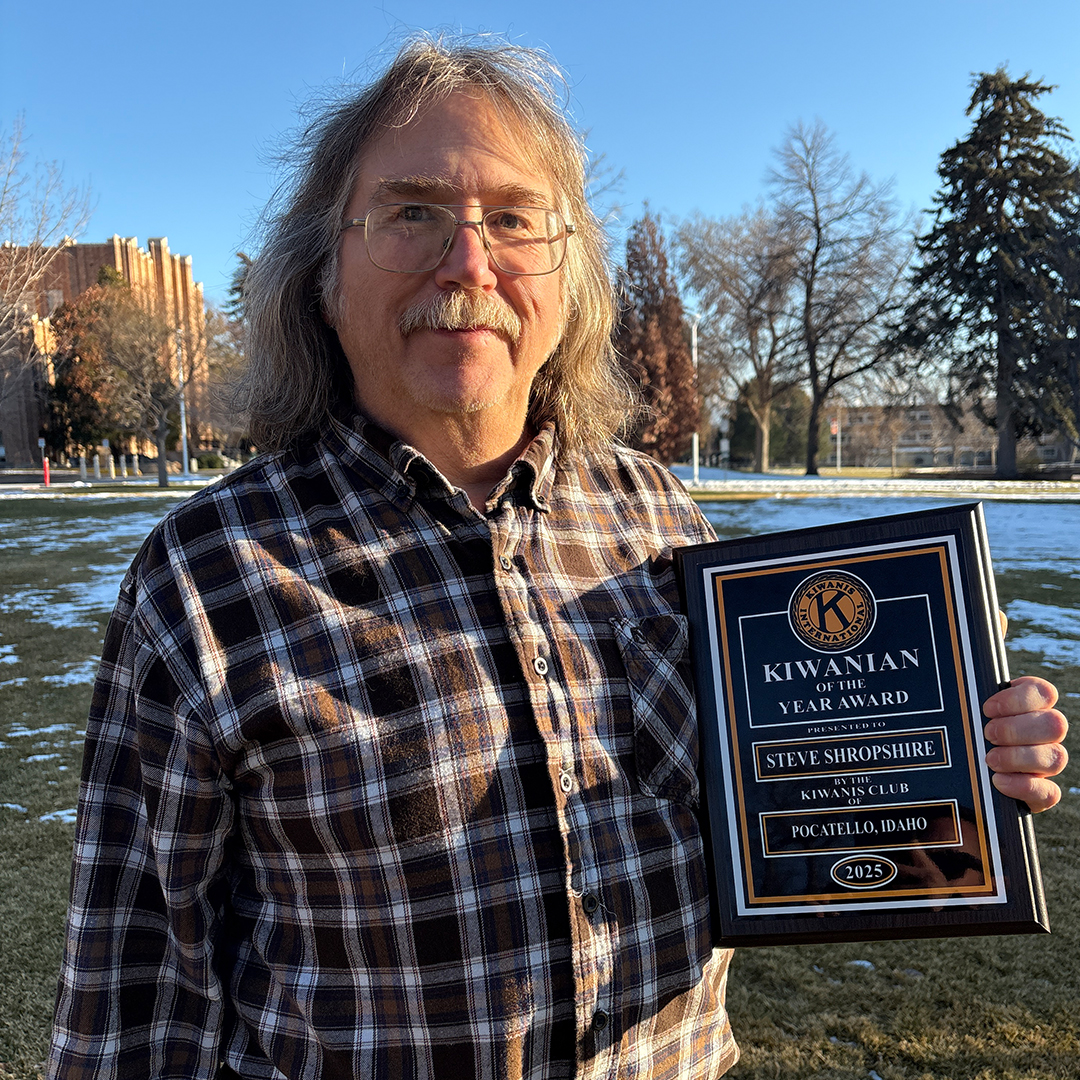 Steve Shropshire poses with his Kiwanian of the Year award