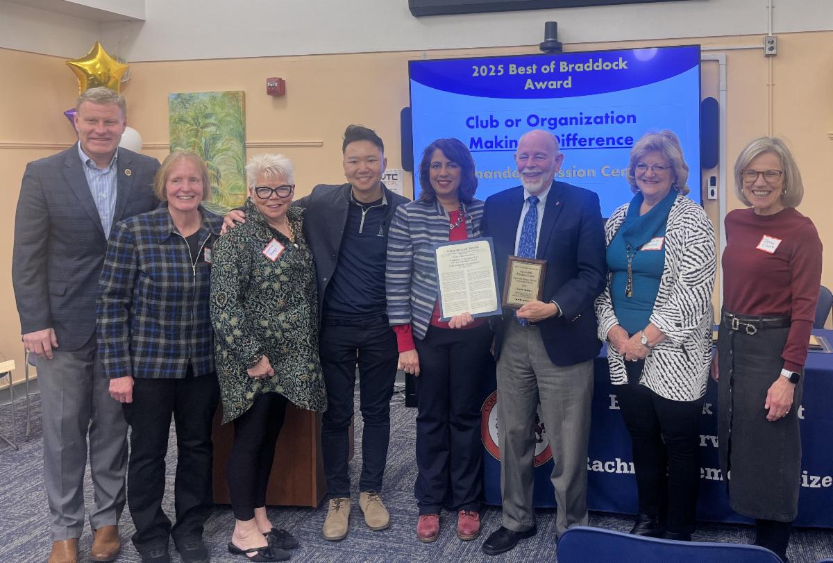 Dana Goward and volunteers from the Annandale Mission Center receive the Best of Braddock Award for Club or Organization Making a Difference