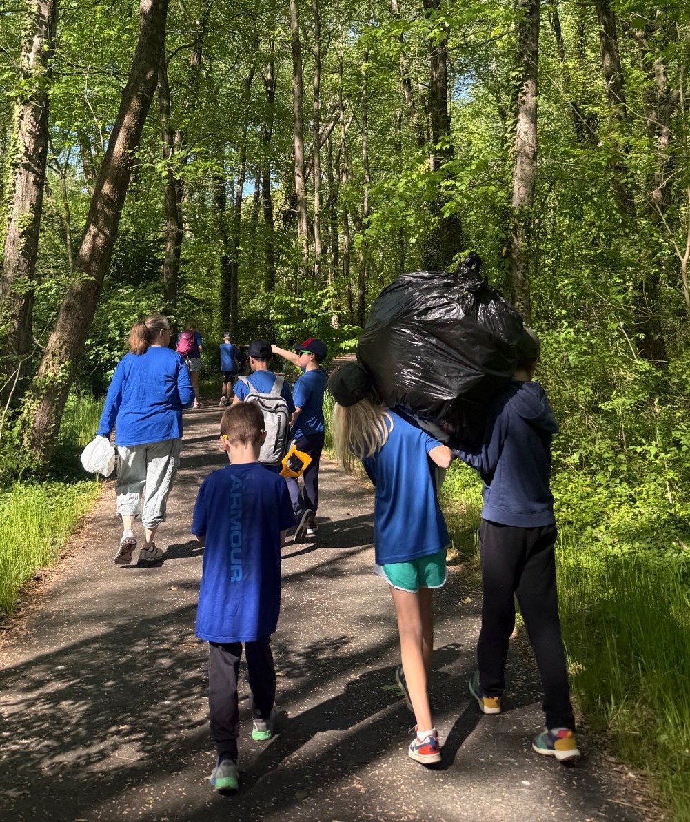 Volunteers participating in the cleanup