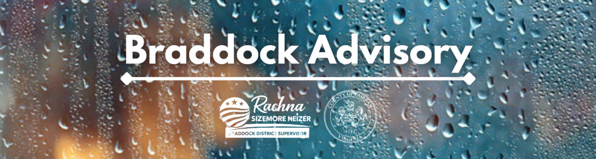 Braddock Advisory banner with rain-soaked background