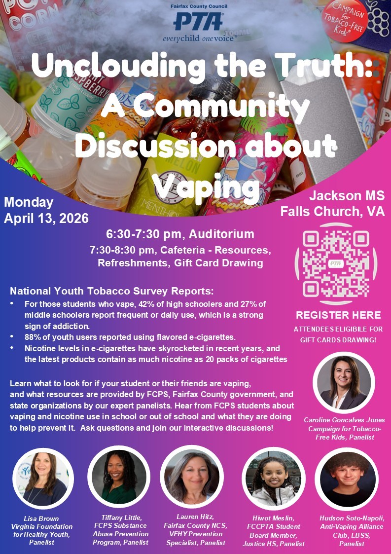 Flyer for event "Unclouding the Truth: A Community Discussion About Vaping"