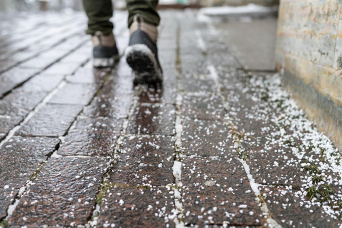 walkway with salt crystals on it