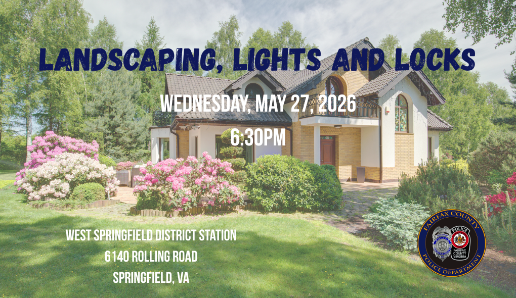 Graphic promoting the class, "Landscaping, Lights and Locks"