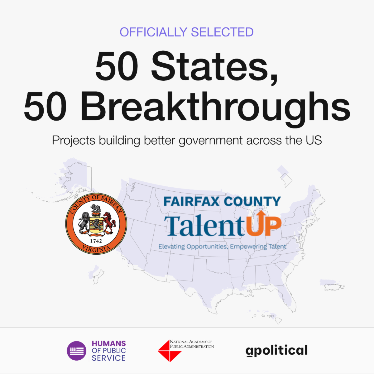 Graphic for County department being awarded "50 States, 50 Breakthroughs"