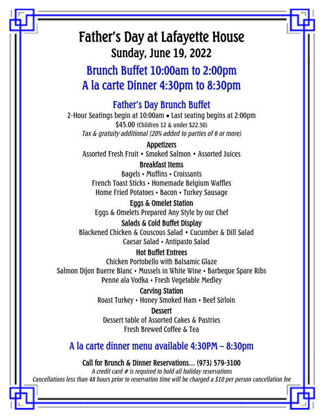 Join us for Father's Day at The Lafayette House