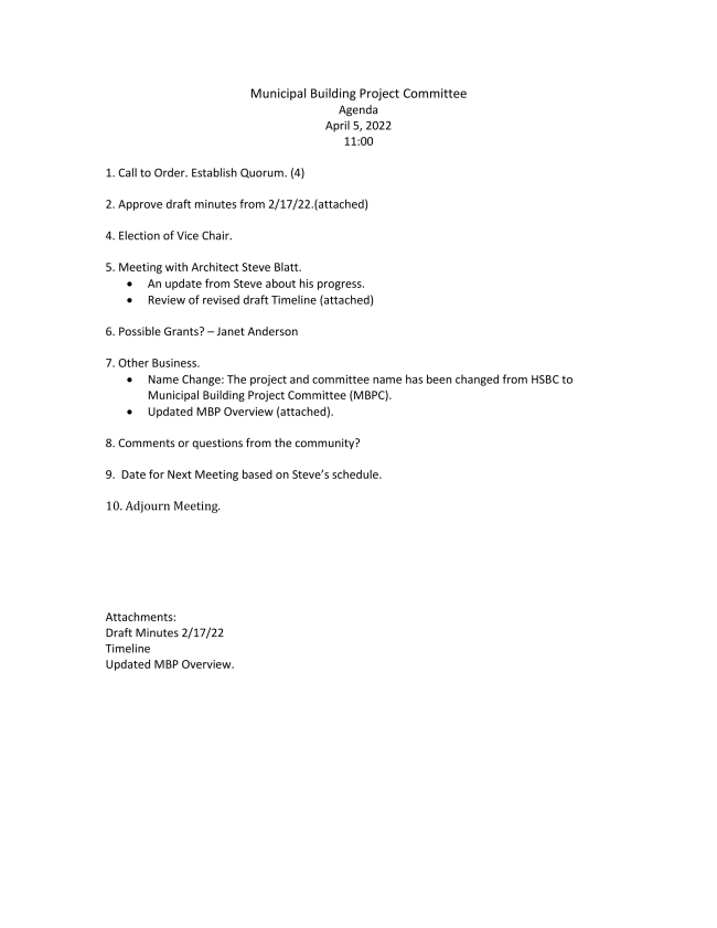 Municipal Building Project Committee - 4-5-2022