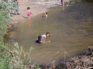 kids in river