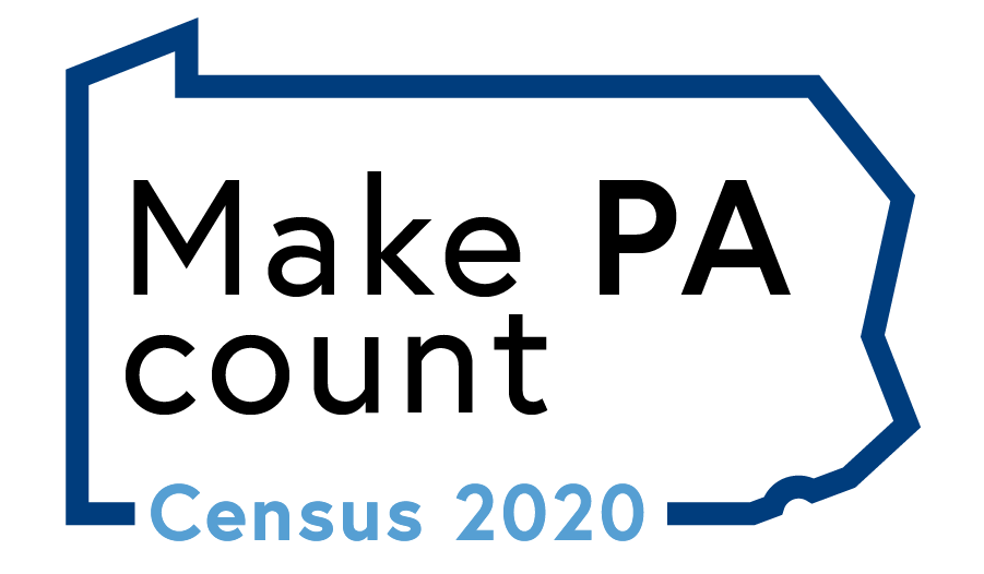 Map of Pennsylvania with the words Make PA Count Census 2020