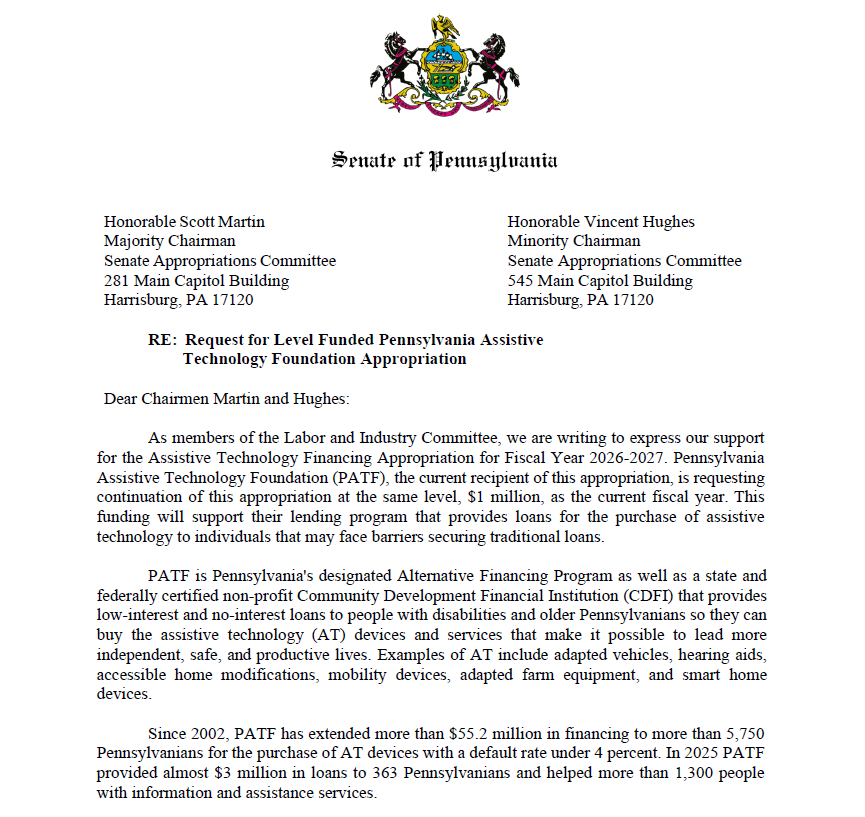 Senate Labor and Industry Committee budget letter