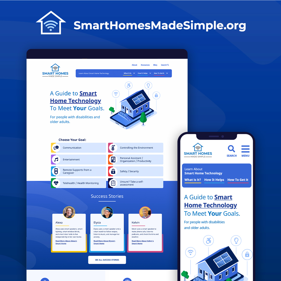 View of a desktop and mobile screen showing the SmartHomesMadeSimple.org homepage.