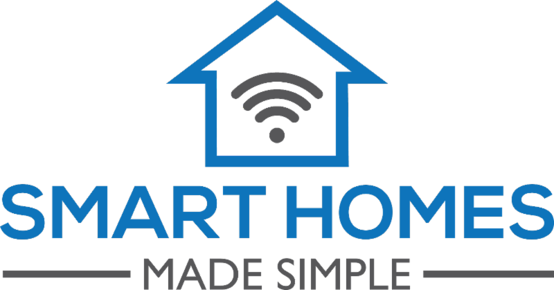 Picture shows Smart Homes Made Simple logo in blue and black font