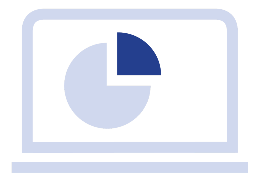 Laptop computer with a pie chart on the screen.