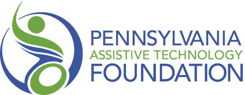 Pennsylvania Assistive Technology Foundation logo - stylized person in a wheelchair in green and blue.