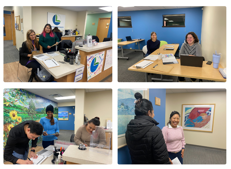 Staff and student volunteers at registration