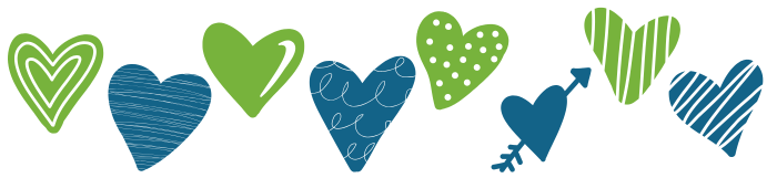 Green and blue hearts