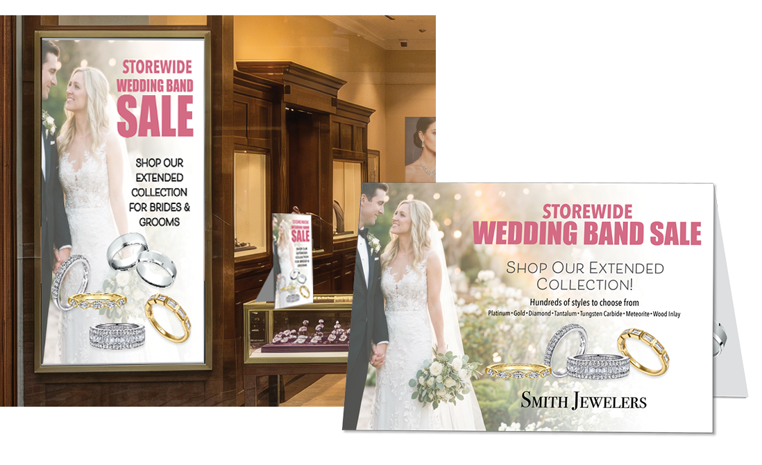 Image of in-store signage coordinating with direct mail piece