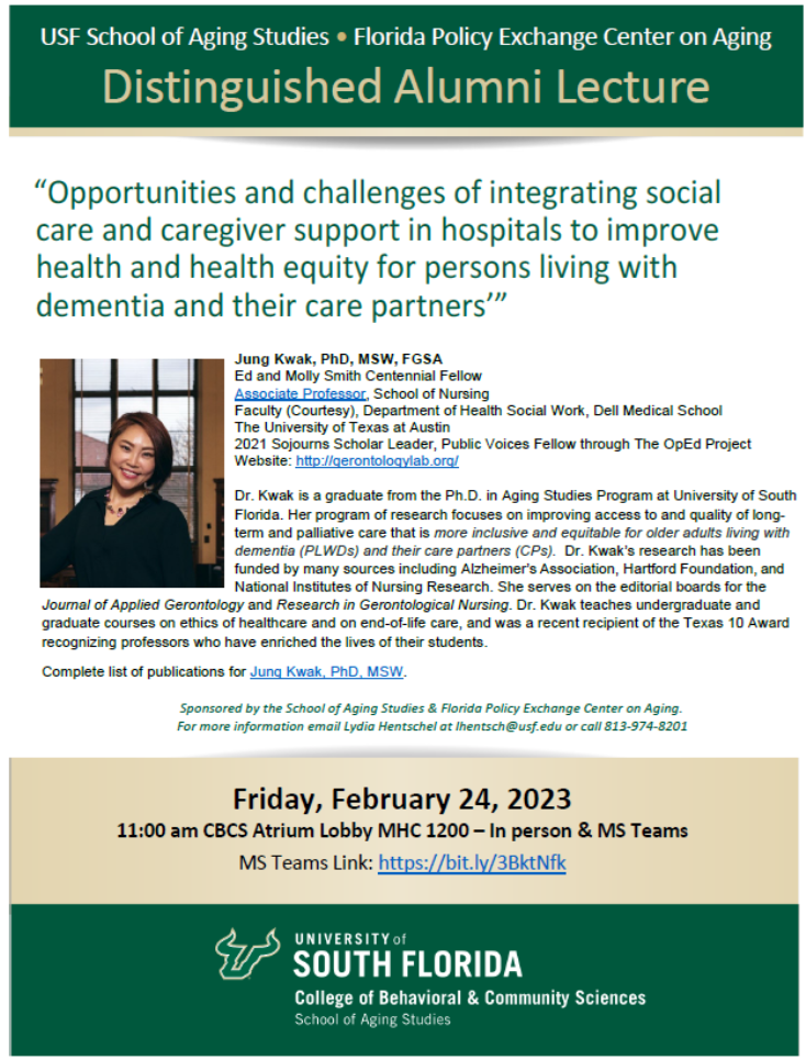 Aging Studies Distinguished Alumni Lecture - Jung Kwak