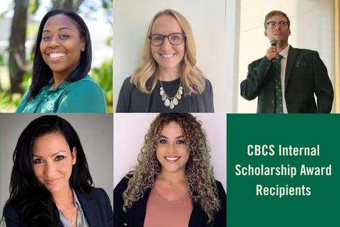 Top row: Kerianne Beckford, Lindsey Kummerer and Jacob Miltenberger. Bottom row: Lourdes Quinones and Kayvrie Vega.