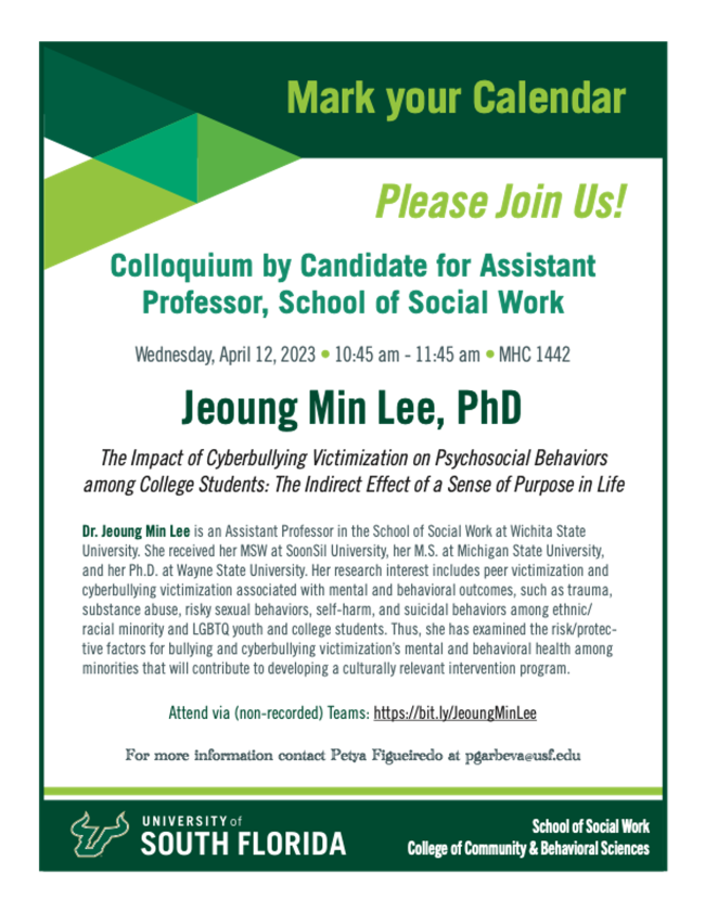 Jeoung Min Lee Colloquium