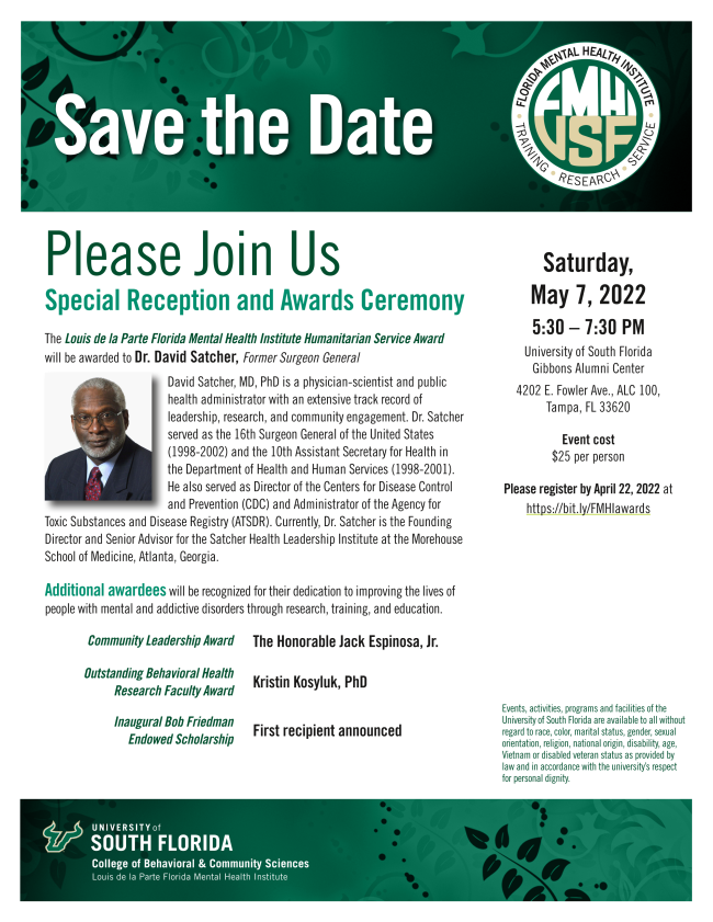 Satcher Reception and Awards Ceremony Save the Date
