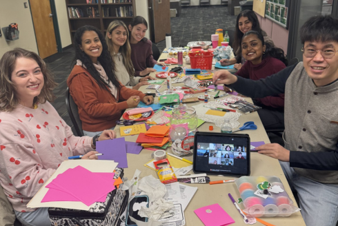 Students gather to create Vaentine's Day cards