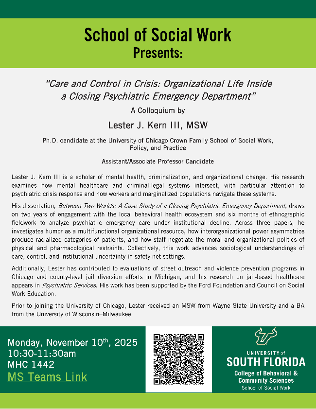 School of Social Work Job Talk flyer