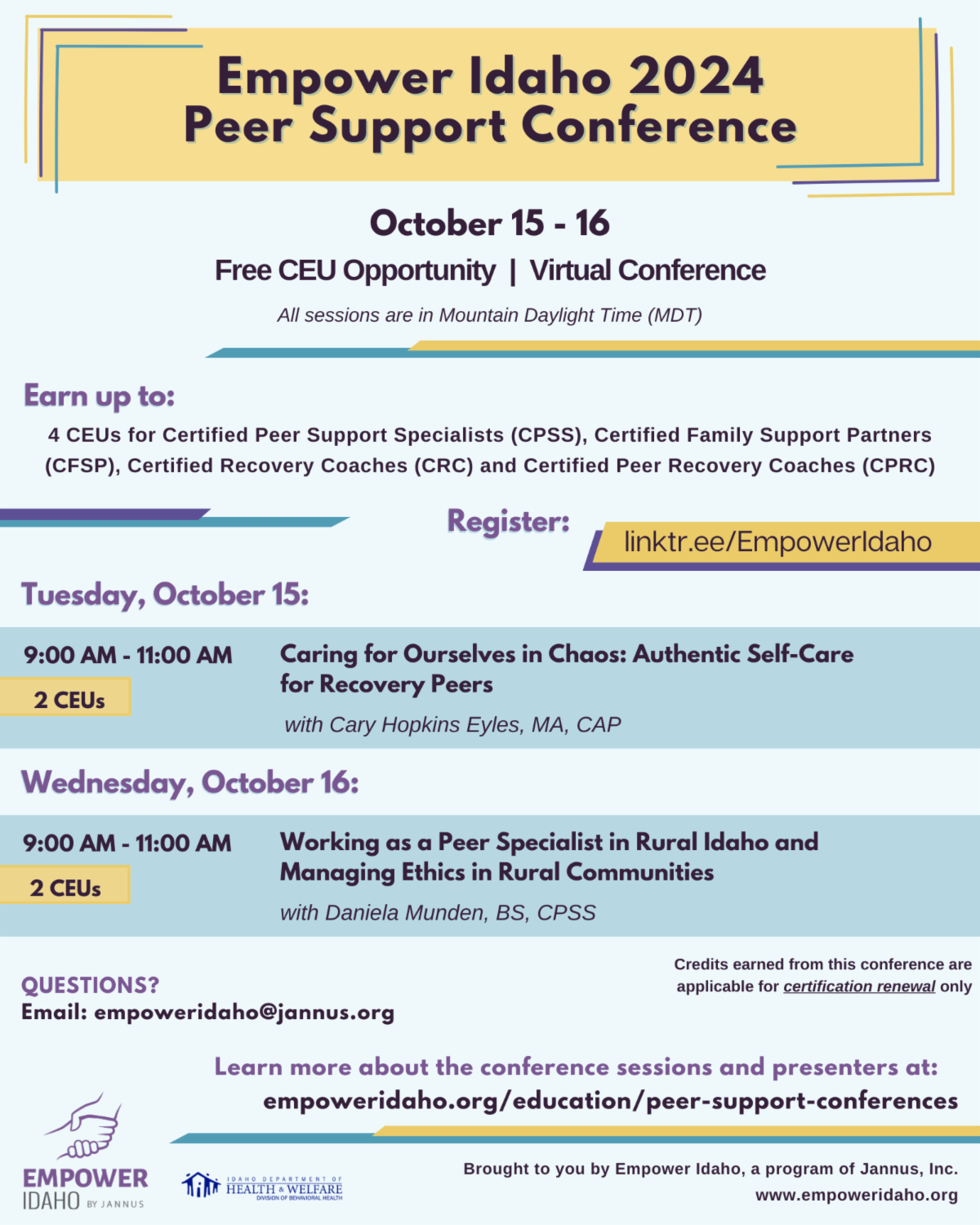 October 2024 Peer Support Conference Invitation Flyer