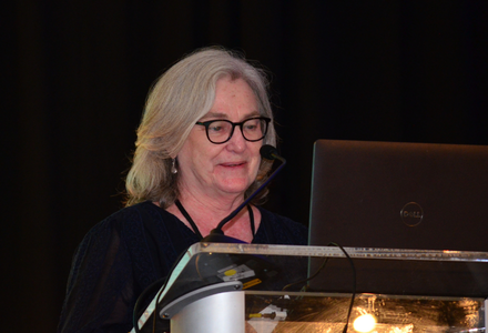 Lise Fox speaks at the conference