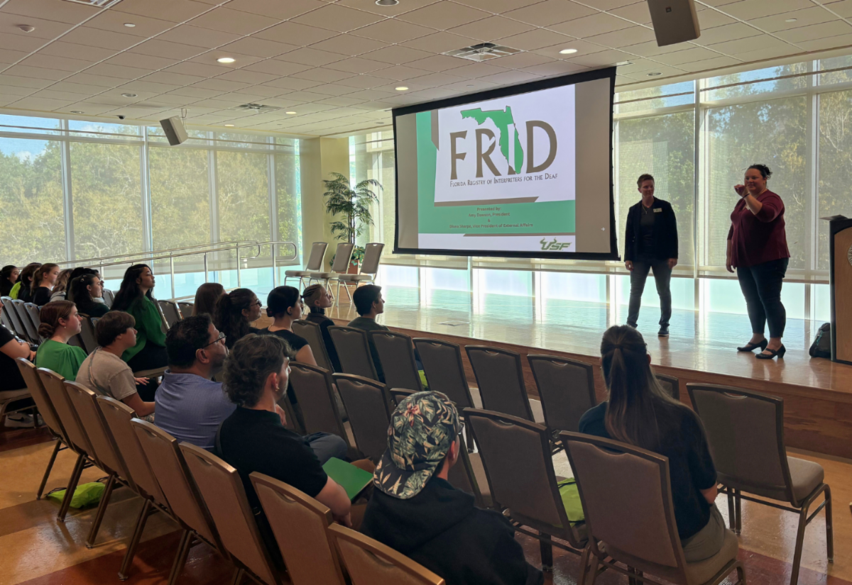 A presentation panel at the Faces of the Future networking event 