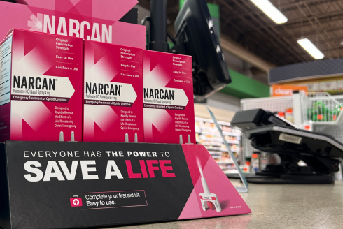 Pink Narcan packages