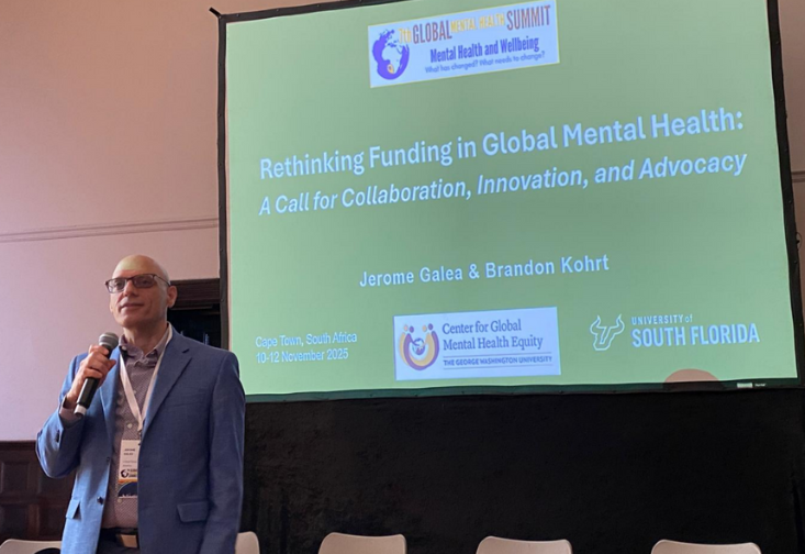 Jerome Galea in front of a screen 