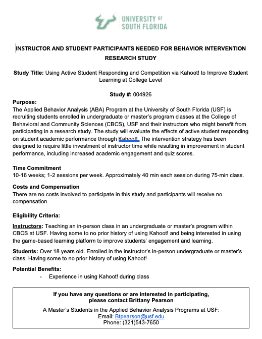 Using Active Student Responding and Competition via Kahoot_ to Improve Student Learning at College Level