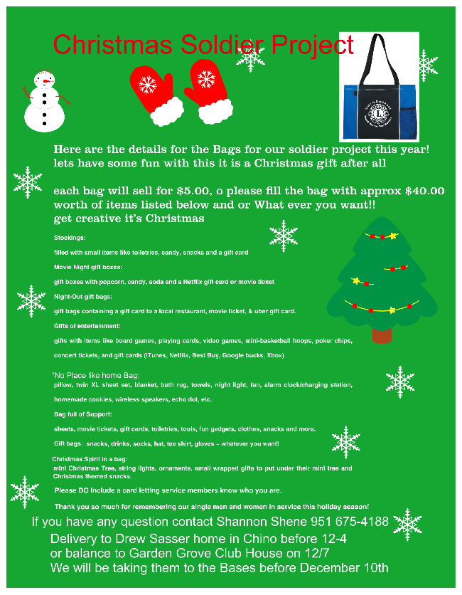 Holiday Soldier Bag flyer