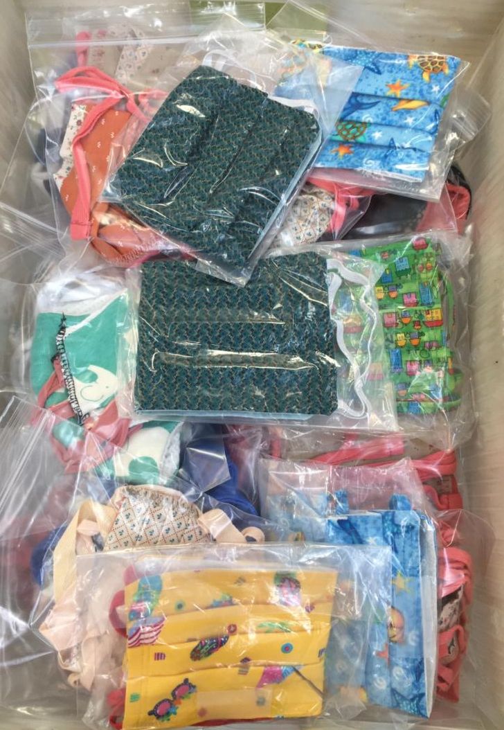 Basked of hand-sewn face masks