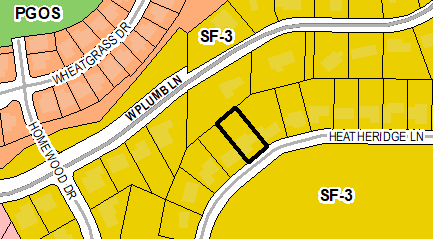 Located on north side of Heatheridge Drive northeast of its dead end