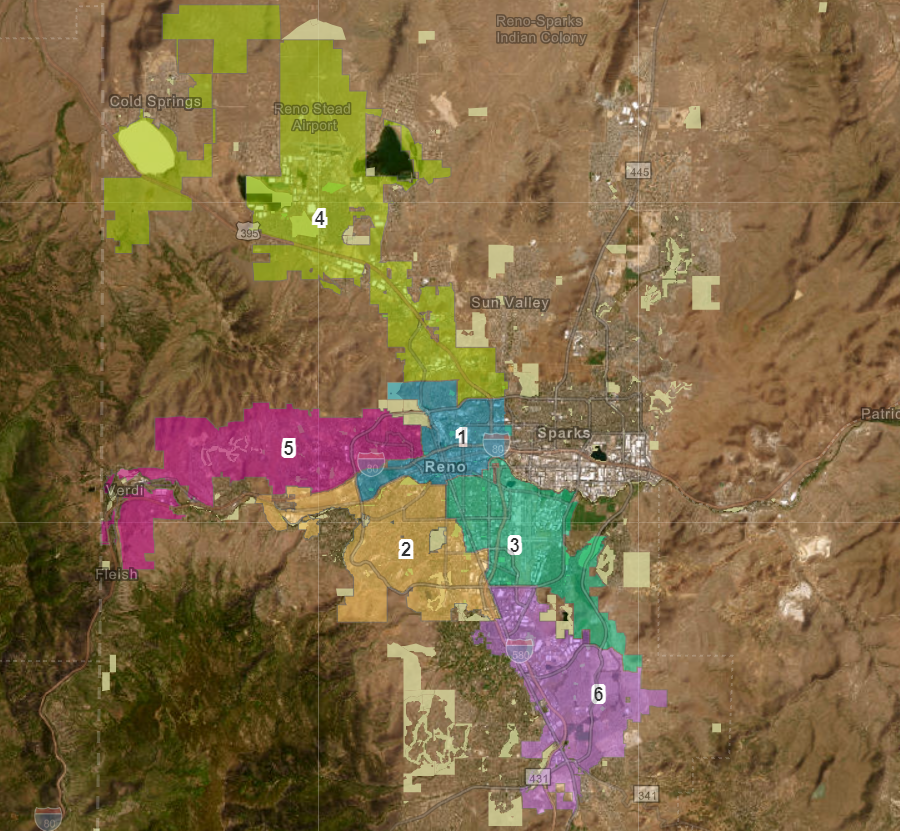 Map of Reno's 6 wards 